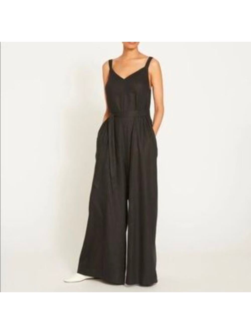 Minimalist Relaxed Linen Blend Wide Leg Jumpsuit 24 Universal Standard NWT